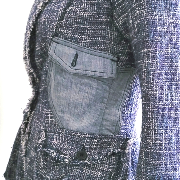 Fitted Textured Blazer with Frayed Edges - Picture 8 of 16
